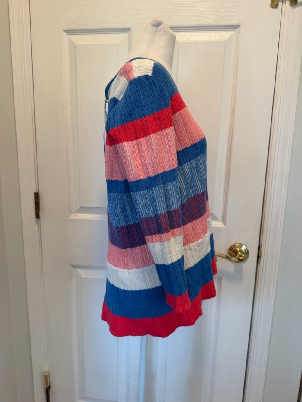 Southern Tide Rosalie Peplum Top Charting Blue Stripe Knit Sweater Size M NWT - Picture 4 of 10